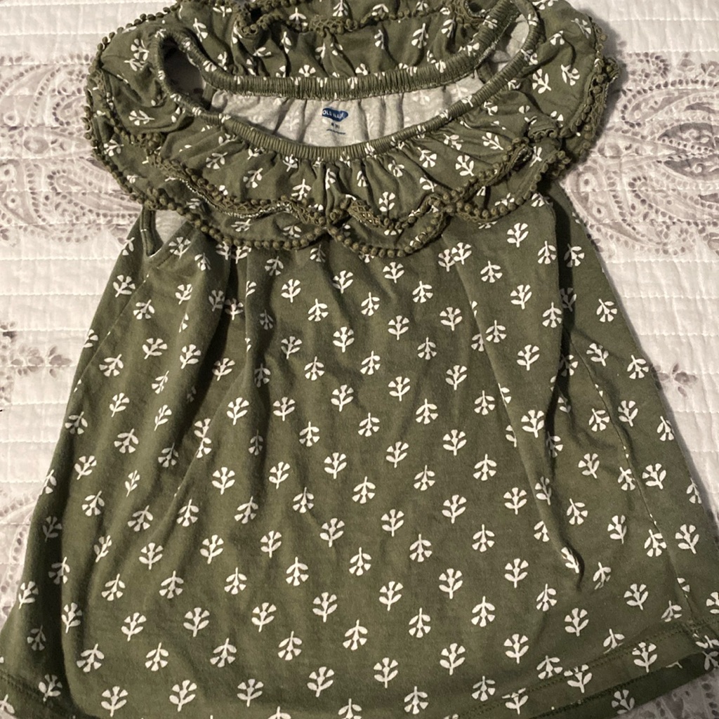 Fun Army Green Design Sleeveless Blouse For Children
